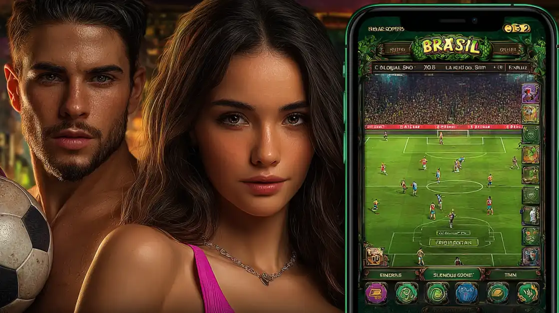 A stylish female sports fan with a tattoo cheers in a packed stadium, her image framed by a smartphone, illustrating the immersive feeling of being right in the action with the TK666 app.